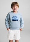 Mango Sudadera mensaje textura - Azul celeste