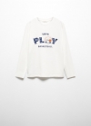 Mango Camiseta manga larga estampada - Blanco roto