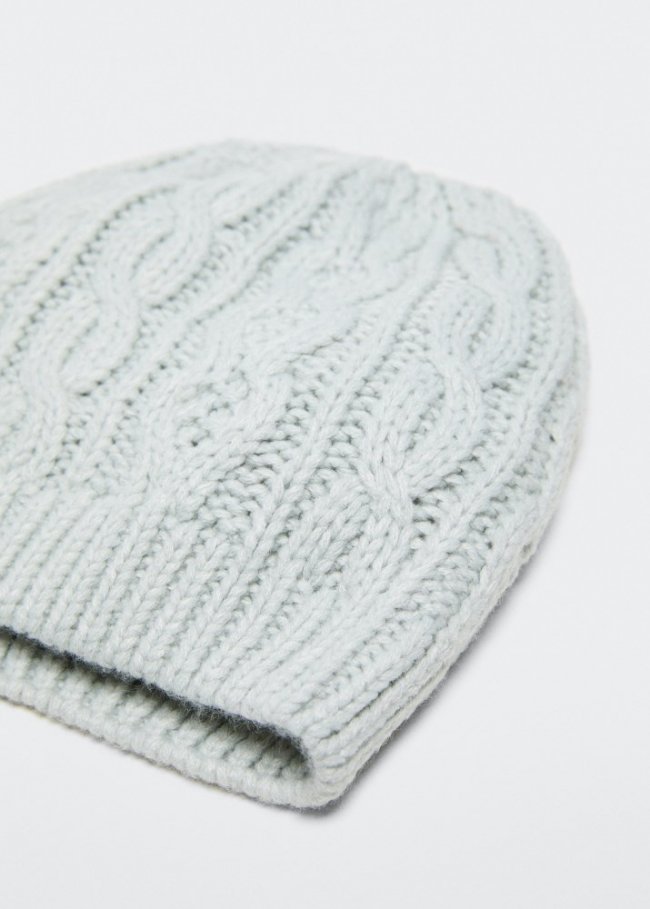 Mango Gorro punto trenzado - Verde agua