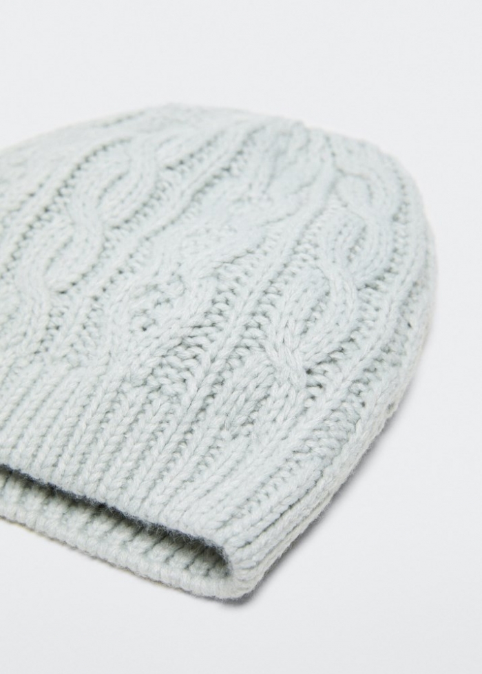 Mango Gorro punto trenzado - Verde agua