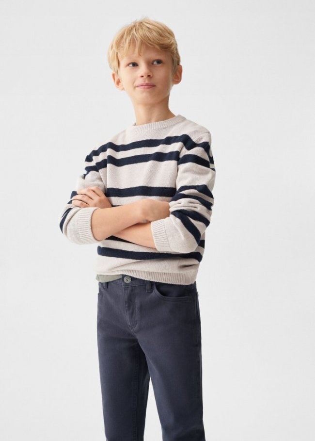 Mango Pantalón recto algodón - Azul marino oscuro