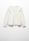 Mango Blusa plumeti volantes - Blanco roto