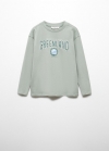 Mango Camiseta manga larga estampada - Verde agua