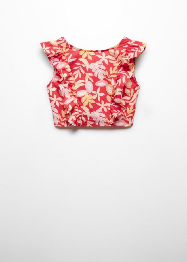 Mango Top estampado volante - Rojo