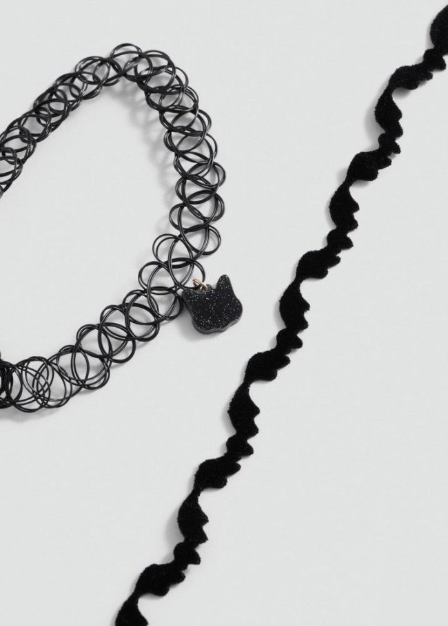 Mango Pack 2 chokers Halloween - Negro