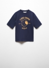 Mango Camiseta estampada algodón - Azul marino oscuro