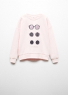 Mango Sudadera mensaje algodón - Rosa pastel
