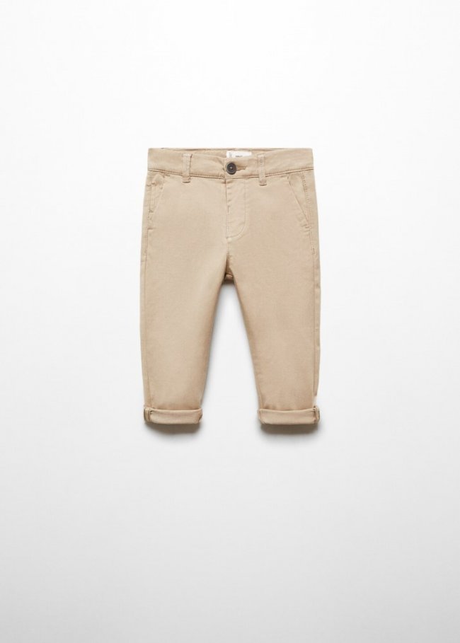 Mango Pantalón chino algodón - Beige