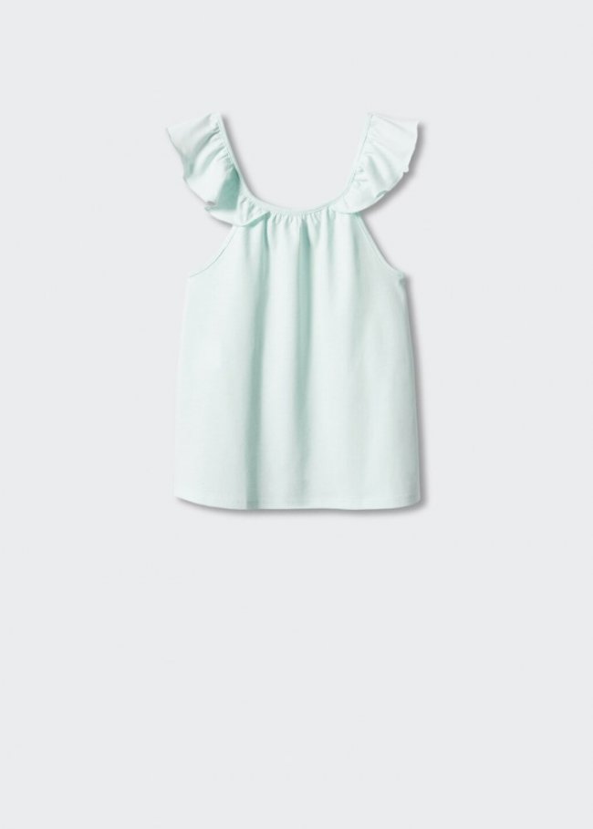 Mango Camiseta tirantes volante - Azul celeste