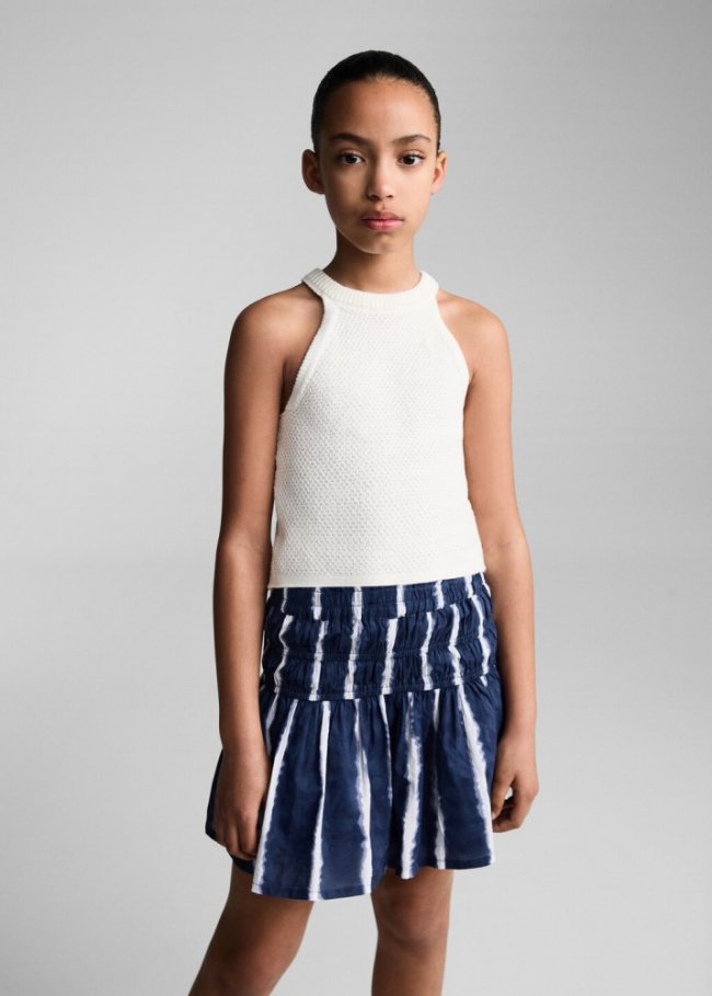 Mango Falda volantes estampada - Azul