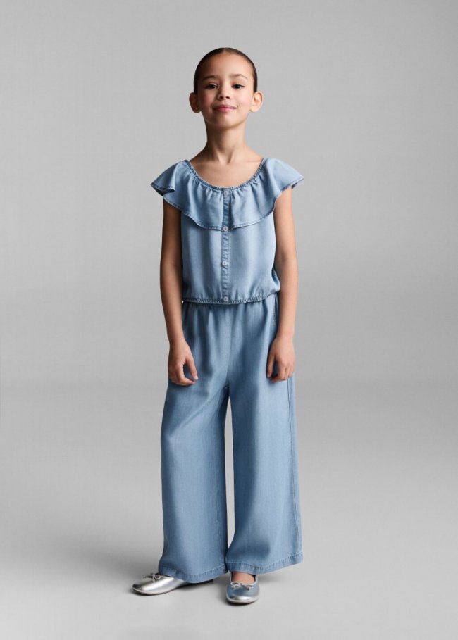Mango Blusa denim botones - Azul medio