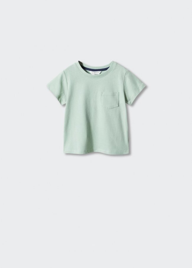 Mango Camiseta algodón - Verde agua