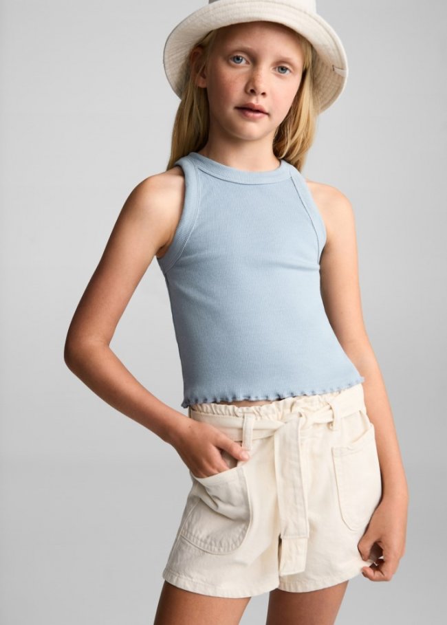 Mango Camiseta tirantes canalé - Azul