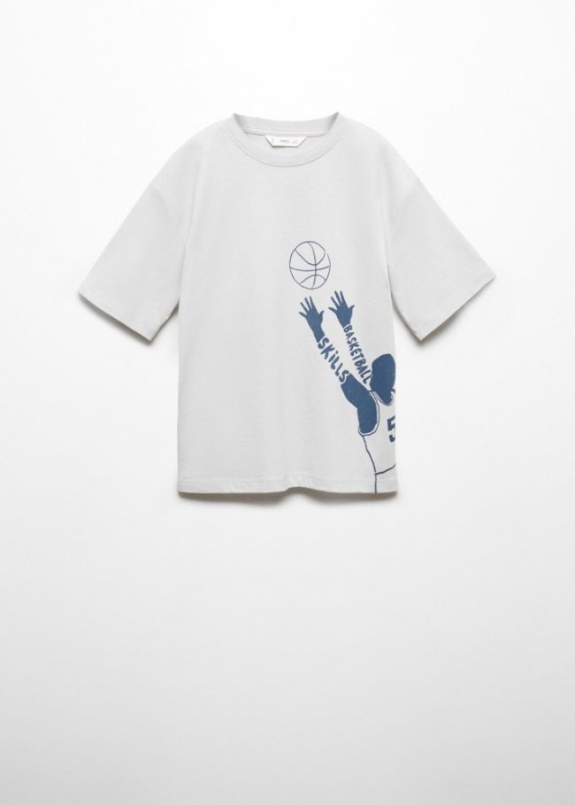Mango Camiseta estampada algodón - Azul celeste