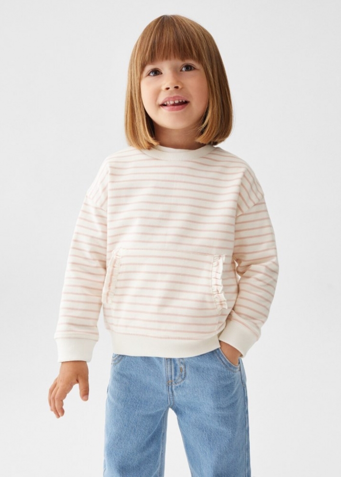 Mango Sudadera algodón rayas - Rosa