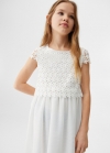 Mango Vestido guipur - Blanco roto