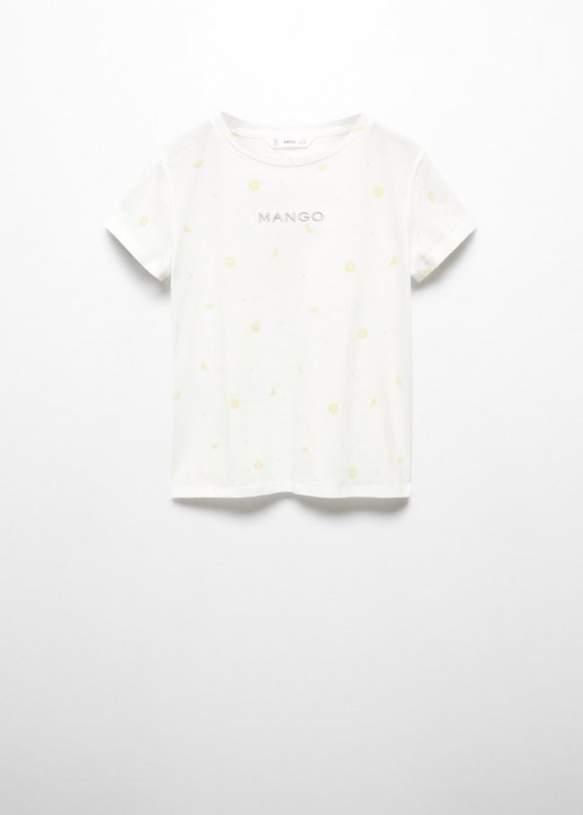 Mango Camiseta logo manga corta - Blanco