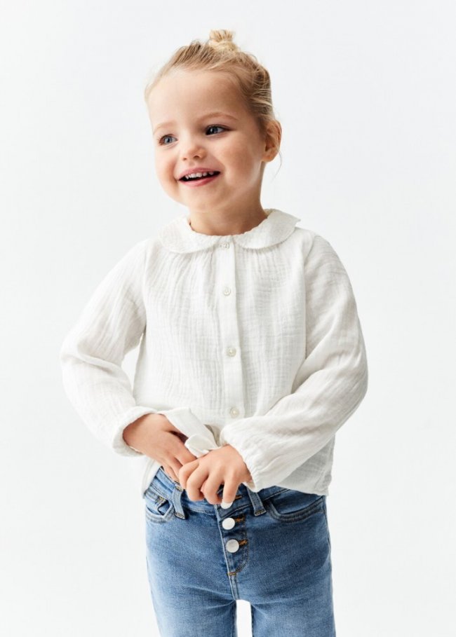 Mango Blusa algodón bambula - Blanco