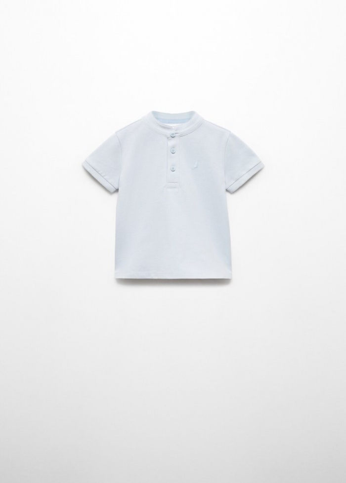 Mango Polo algodón cuello mao - Azul celeste