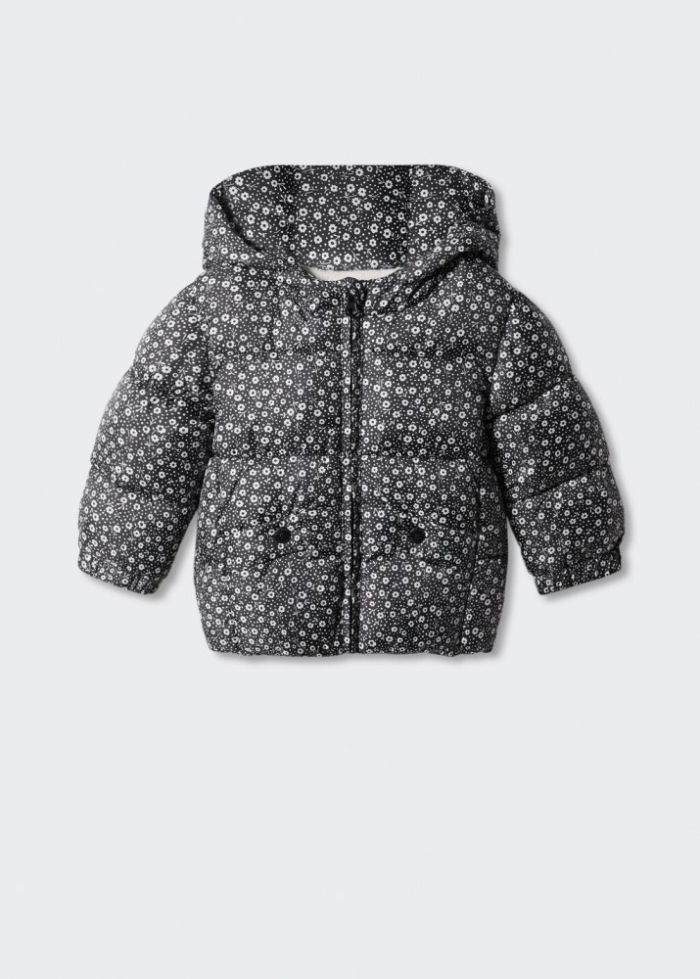 Mango Anorak acolchado estampado - Negro