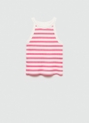 Mango Camiseta tirantes rayas - Fucsia