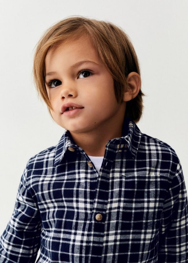 Mango Camisa regular fit cuadros - Azul marino