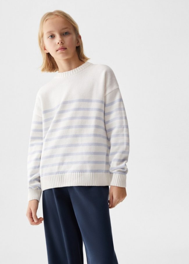 Mango Jersey rayas algodón - Azul celeste