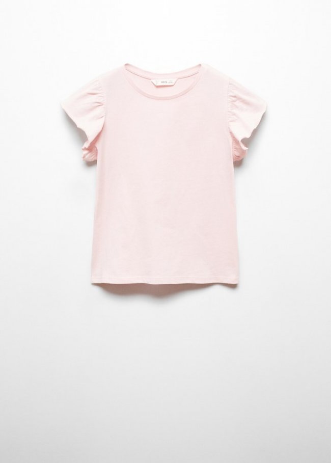 Mango Camiseta volantes manga corta - Rosa