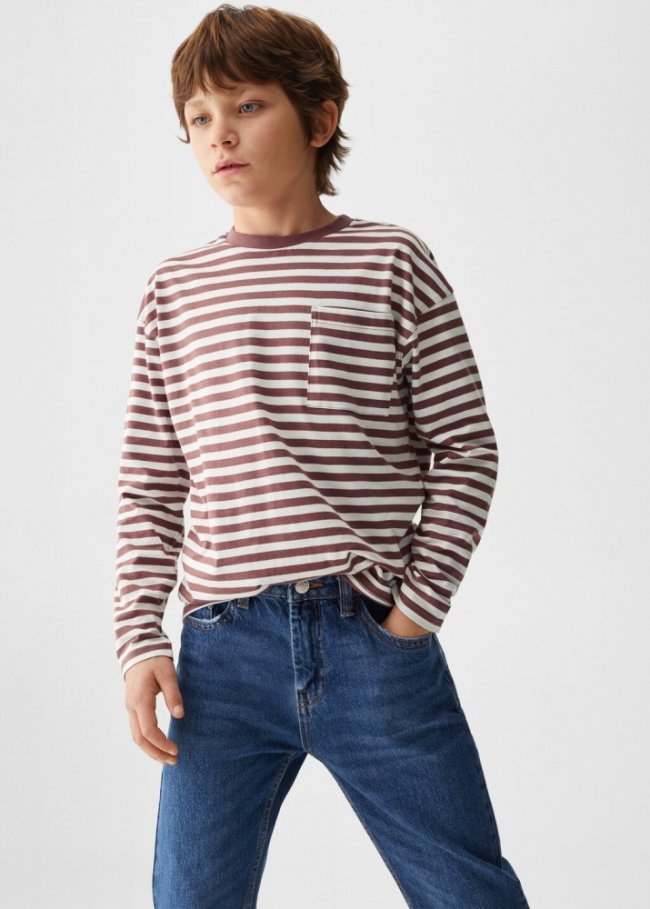 Mango Camiseta manga larga rayas - Cereza