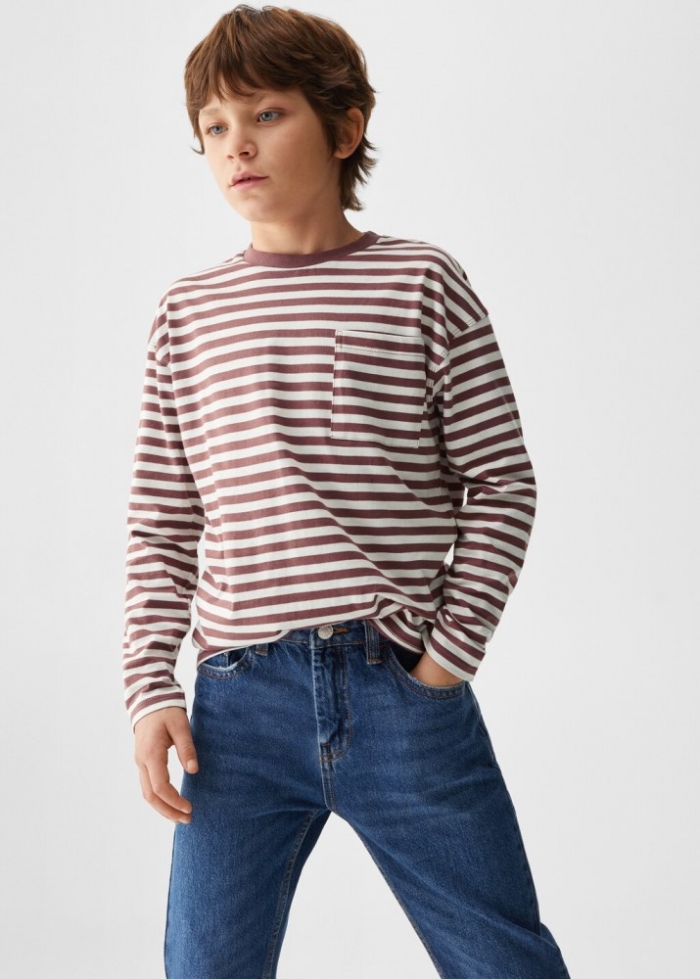 Mango Camiseta manga larga rayas - Cereza