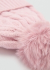 Mango Gorro punto trenzado pompón - Rosa palo