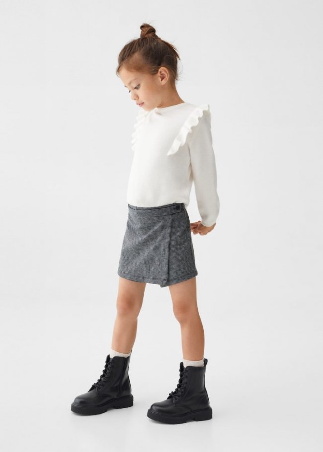 Mango Falda pantalón pata de gallo - Gris antracita