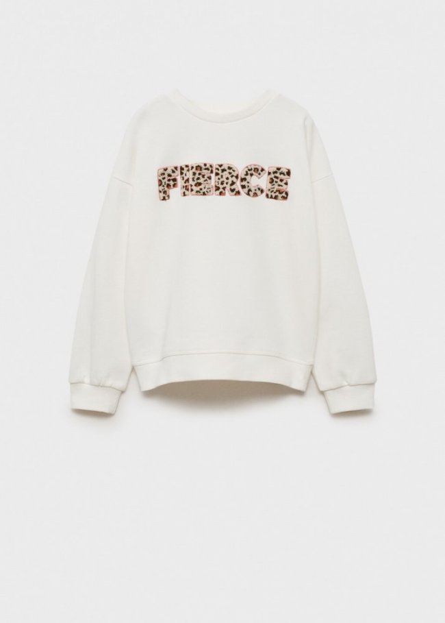 Mango Sudadera algodón detalle bordado - Blanco roto