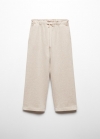 Mango Pantalón culotte algodón - Arena