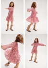 Mango Vestido flores volante - Rosa