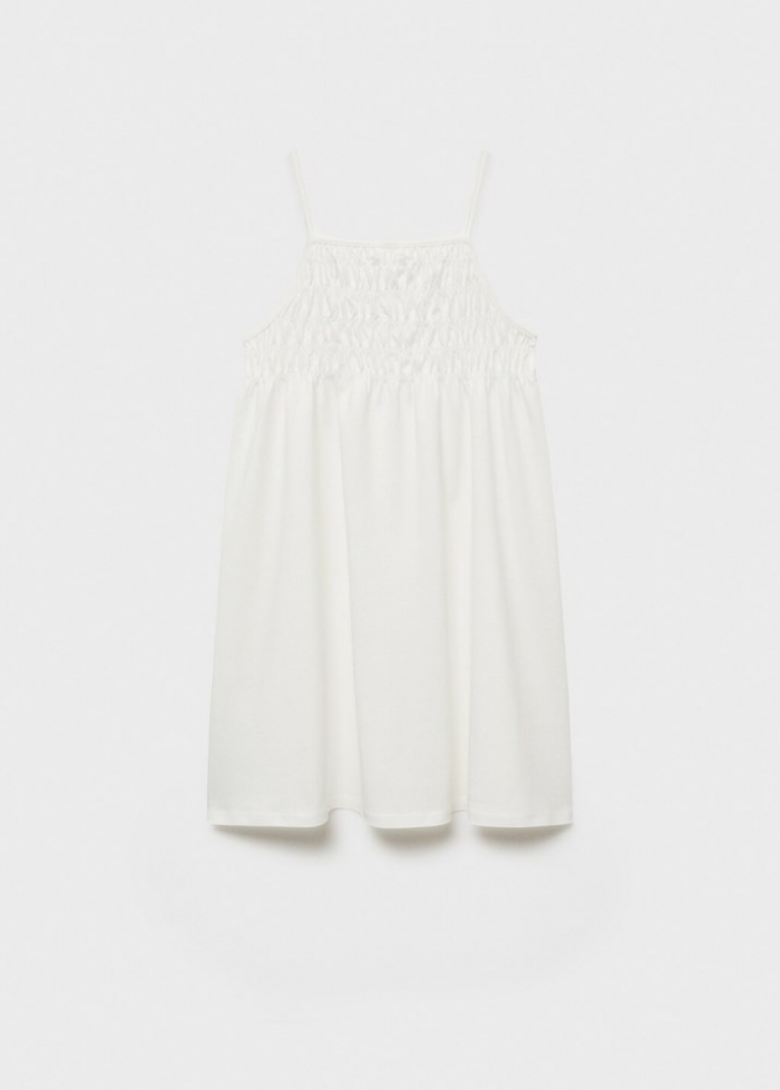Mango Vestido detalles fruncidos - Blanco roto