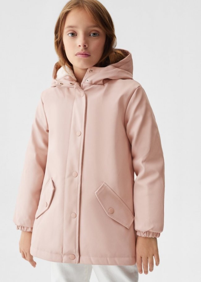 Mango Parka impermeable capucha - Rosa