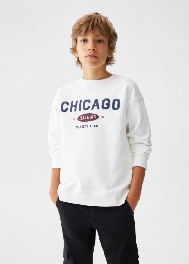 Mango Sudadera felpa mensaje - Blanco roto