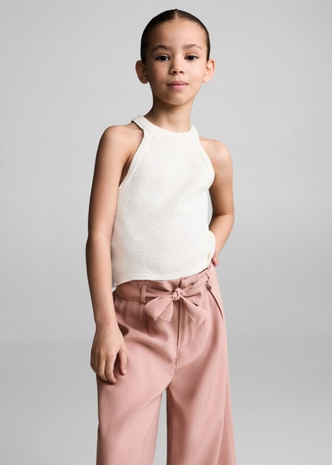 Mango Pantalón pinzas cinturón - Rosa