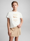 Mango Camiseta estampada manga corta - Blanco roto