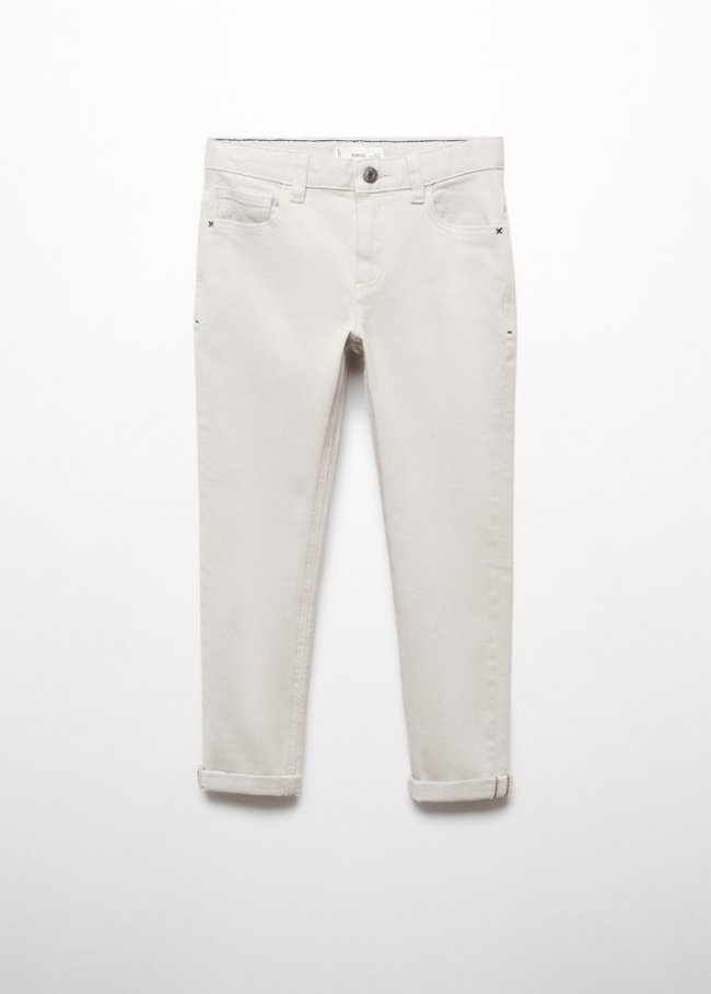 Mango Pantalón recto franela - Gris claro/pastel