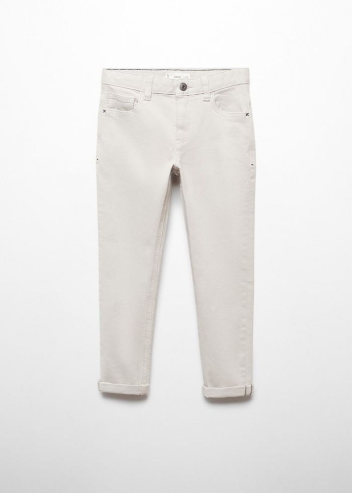 Mango Pantalón recto franela - Gris claro/pastel