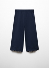 Mango Pantalón algodón bordado - Azul marino oscuro