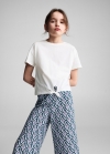 Mango Camiseta algodón lazo - Blanco roto
