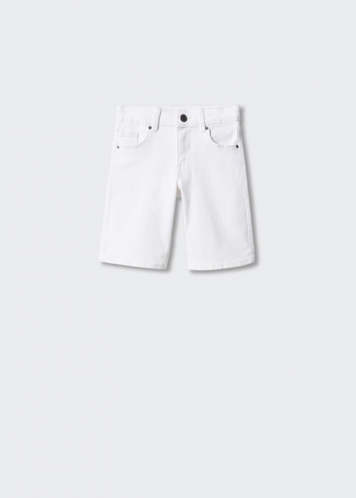 Mango Bermudas denim algodón - Blanco