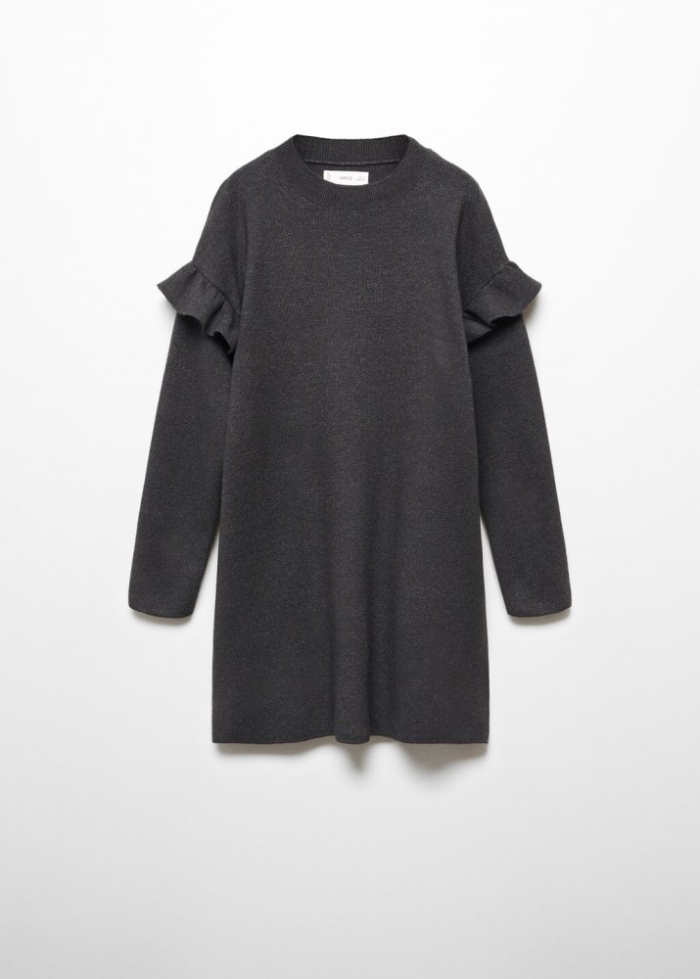 Mango Vestido punto brillante - Gris antracita