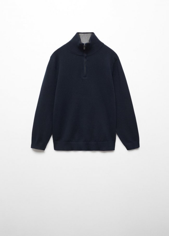 Mango Jersey cuello cremallera - Azul marino