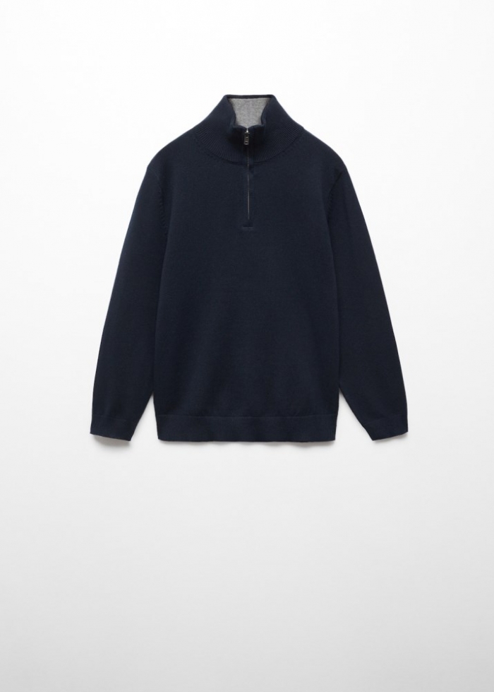 Mango Jersey cuello cremallera - Azul marino