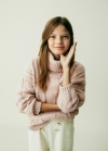 Mango Jersey punto cuello alto - Rosa pastel