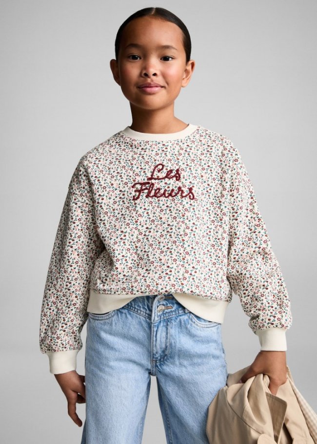Mango Sudadera estampado floral - Gris